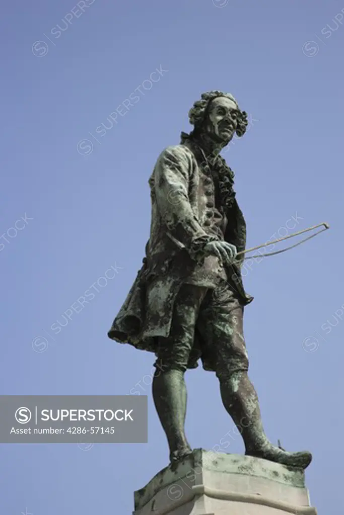Slovenia. Piran. Statue of local composer and violinist Giuseppe Tartini