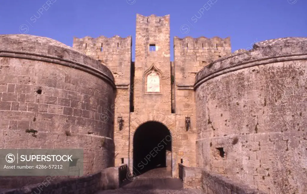 Greece. Dodecanese Islands. Rhodes Old Town. D' Amboise Gate