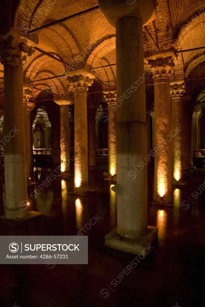 The Byzantine Basilica Cistern, Sutanahmet, Istanbul, Turkey