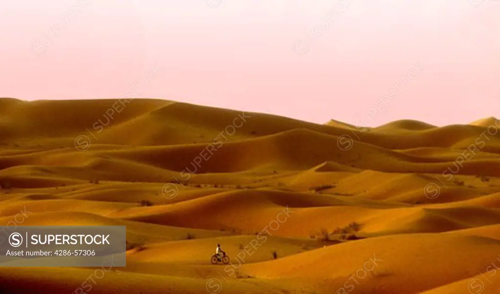 The never-ending dunes of sand in the Sahara desert. 