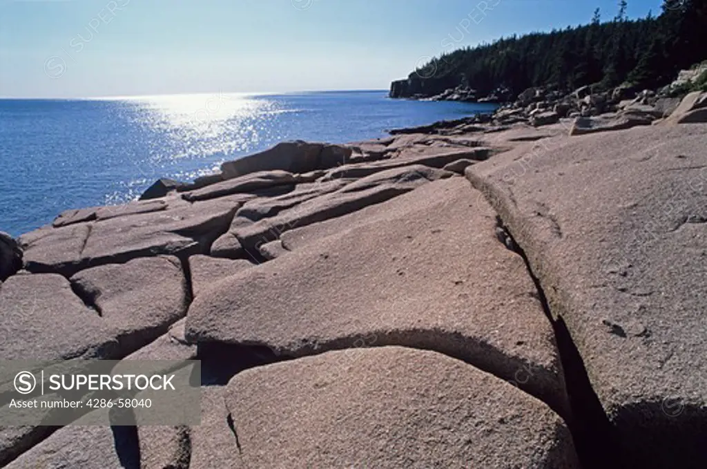 Granite boulders worn smooth by glacier, Acadia National Park, Maine