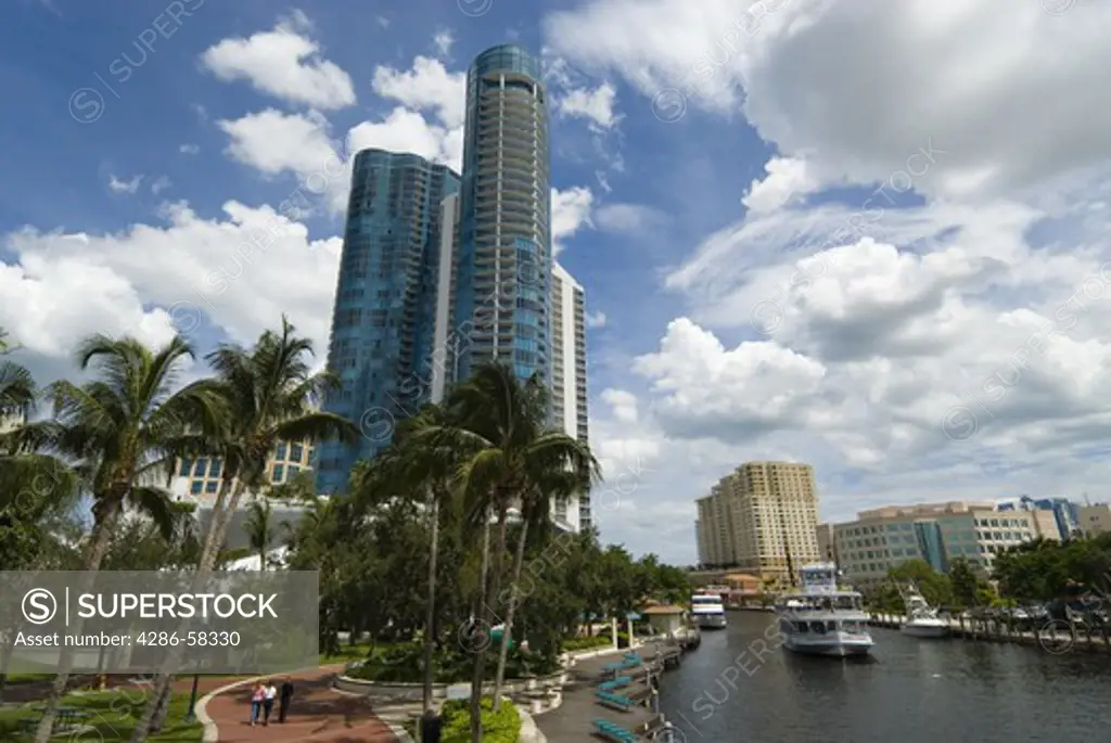 Highrises in Fort Lauderdale along the New River