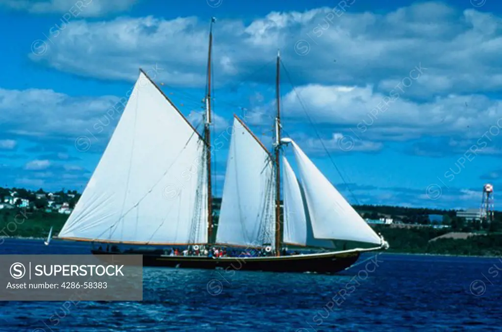 Famous tall sailing ship BLUENOSE II in harbour, Halifax, Nova Scotia, Canada.