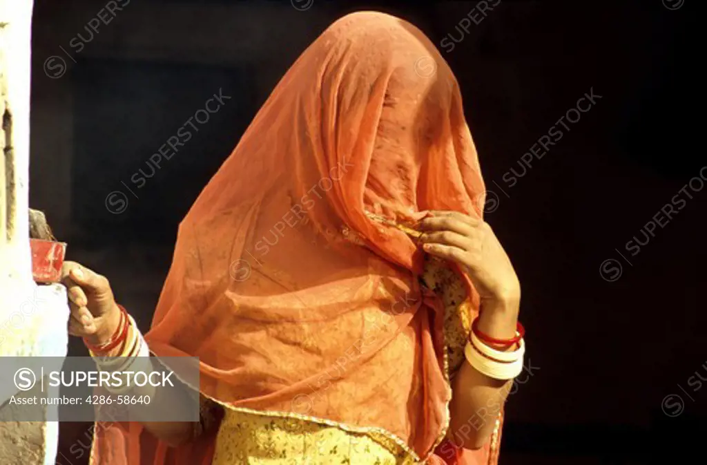 Shy Muslim Lady - Muslim Village - Great Thar Desert - Rajasthan - India