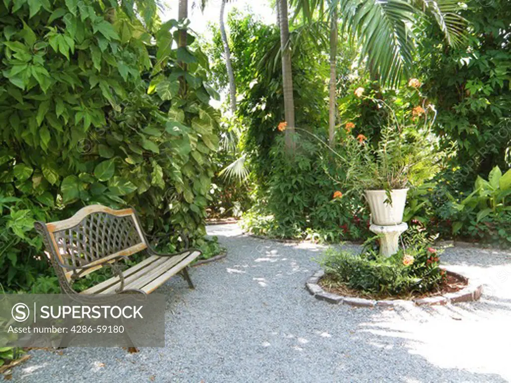 The Hemingway house, in Florida's Key West, is surrounded by gardens and walking paths.