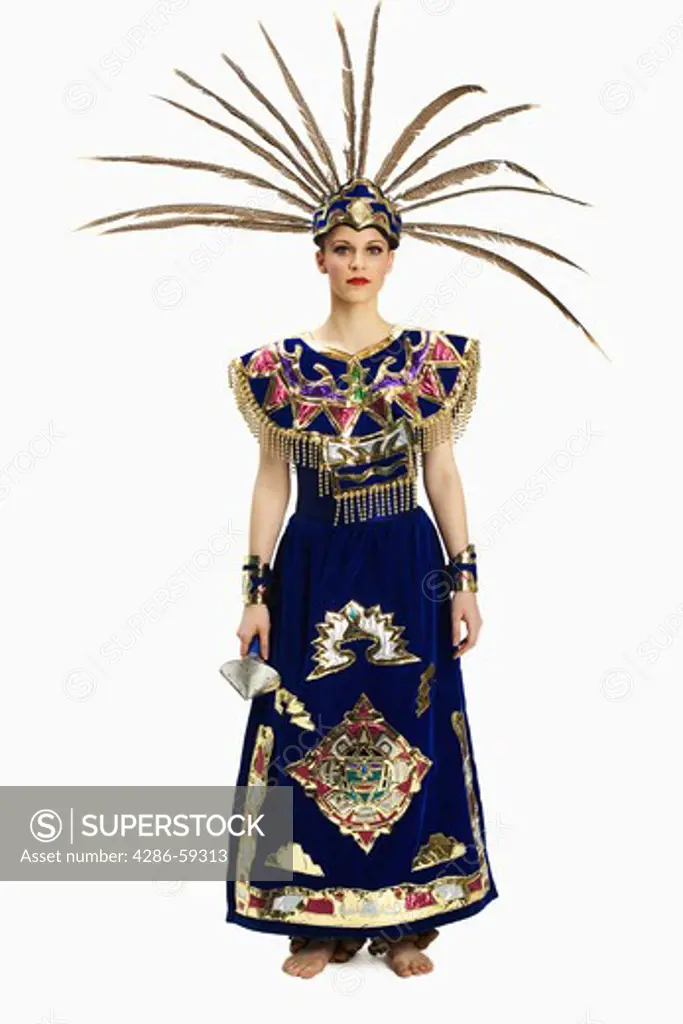 Portrait of an Aztec dancer standing