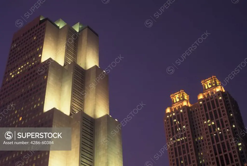 Atlanta, GA, Georgia, Georgia-Pacific & 191 Peachtree Tower, downtown, high-rise buildings, evening