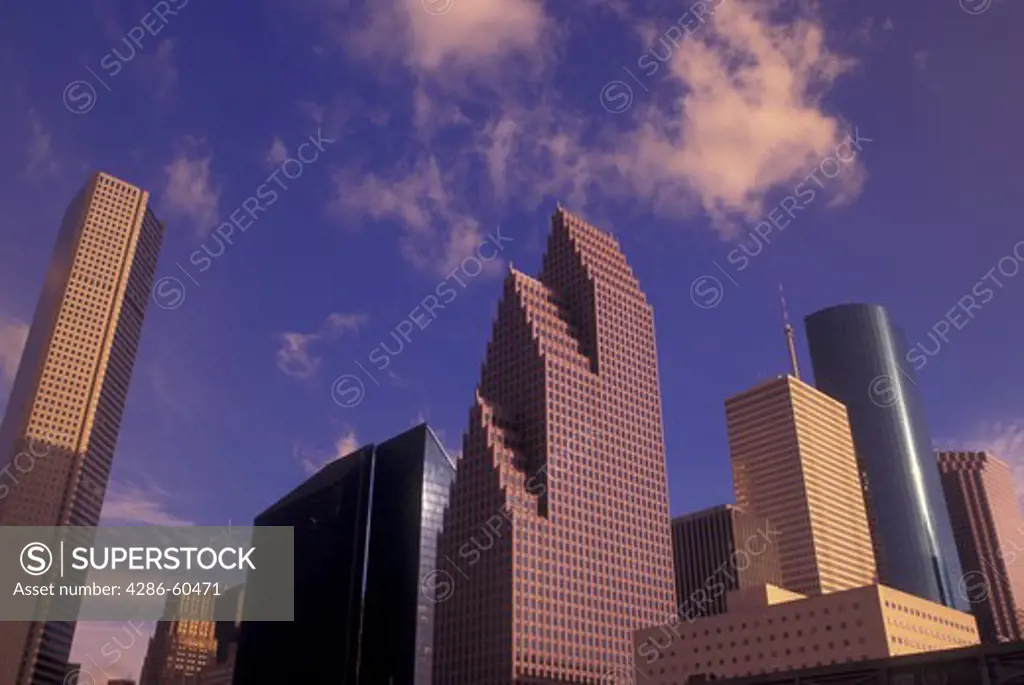 Houston, TX, Texas, downtown skyline, high-rise buildings