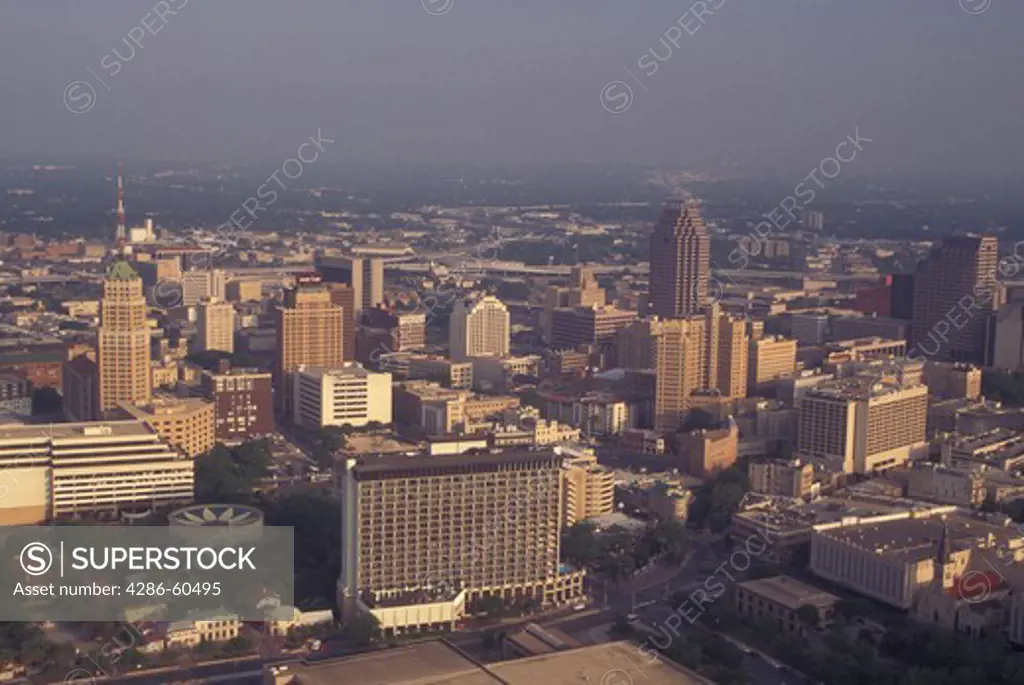 San Antonio, TX, Texas, Aerial view of downtown