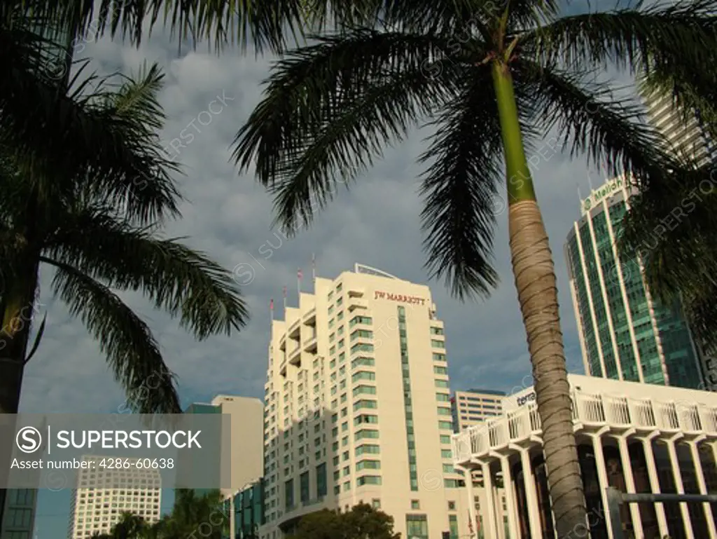 Miami, FL, Florida, downtown, Financial District, Brickell Avenue, high-rises, skyline