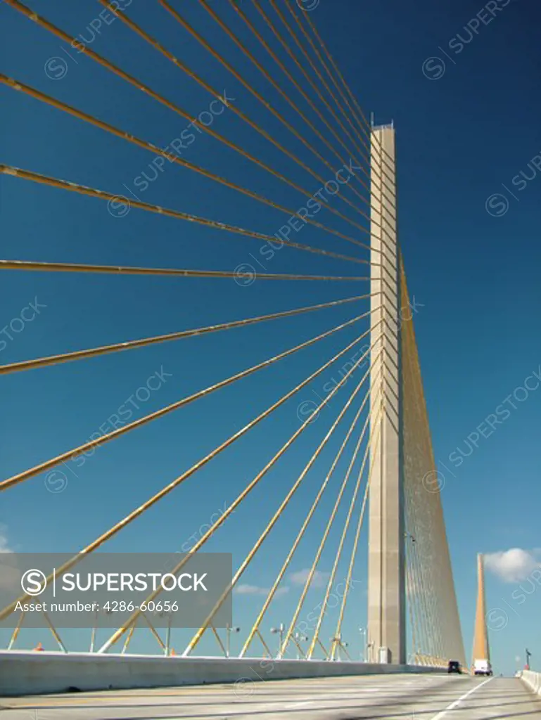 St. Petersburg, FL, Florida, Tampa Bay, Sunshine Skyway Bridge, I-275, 15 mile bridge spans lower Tampa Bay