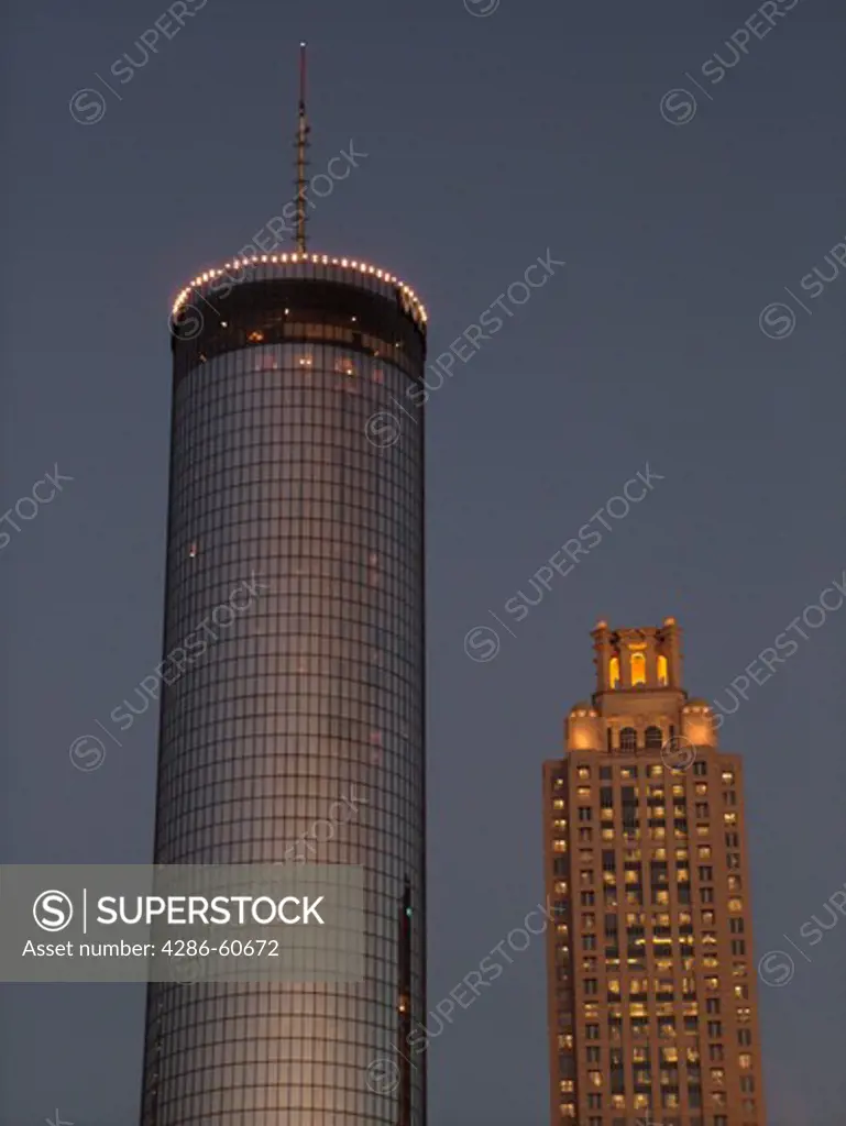 Atlanta, GA, Georgia, downtown skyline, Peachtree Plaza Hotel