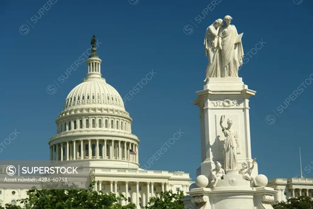 Washington DC, D.C., District of Columbia, U.S. Capitol Building, Peace Monument, Capitol Hill, Nation's Capital