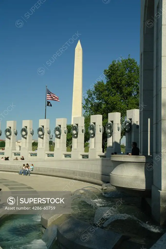 Washington DC, D.C., District of Columbia, World War II Memorial, Memorial Pillars, National Mall, Memorial Parks, Nation's Capital, Washington Monument