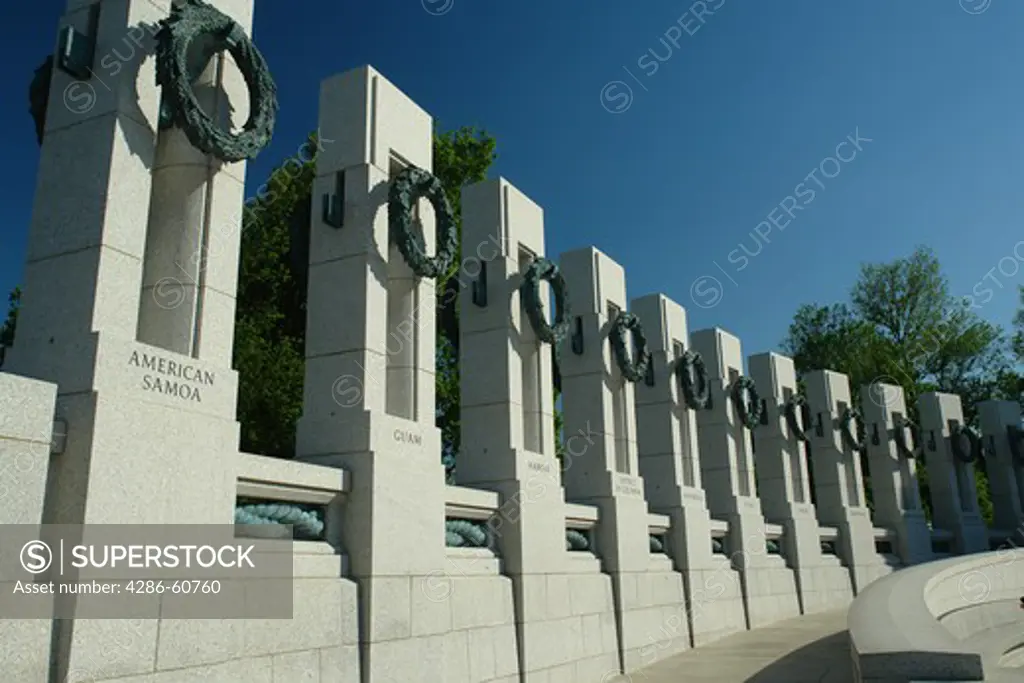 Washington DC, D.C., District of Columbia, World War II Memorial, Memorial Pillars, National Mall, Memorial Parks, Nation's Capital