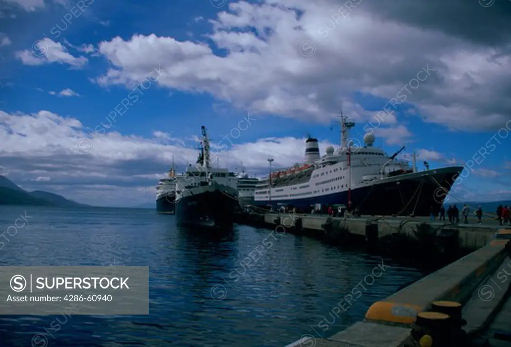Ships docked in Ushuaia, Argentina