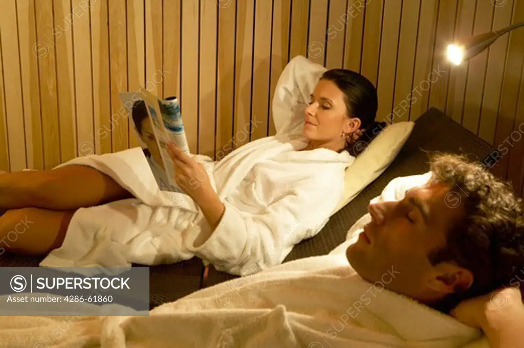 Couple relaxing at a wellness hotel