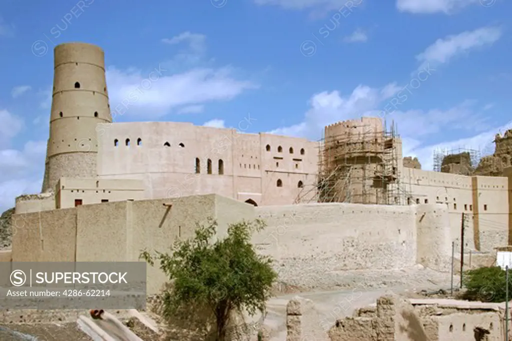 Castle away of Bahla dating from 12th and 13th centuries UNESCO World Heritage site Nizwa region sultanates of Oman Middle East