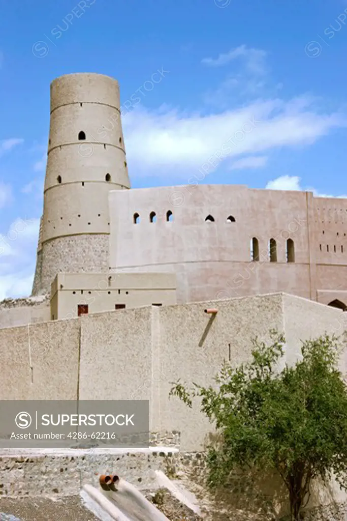 Castle away of Bahla dating from 12th and 13th centuries UNESCO World Heritage site Nizwa region sultanates of Oman Middle East