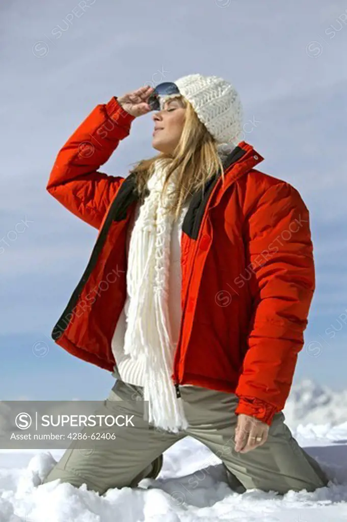 Young Woman in Mountains Winter Holiday