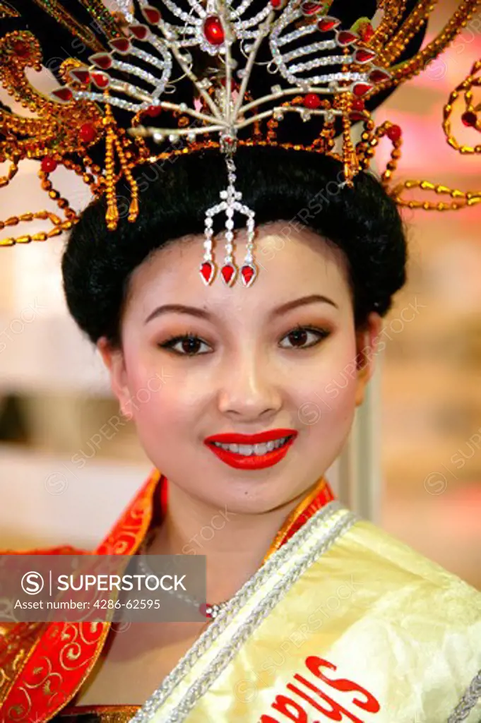 Woman Girl from China in National Garb Asian Beauty Queen Miss