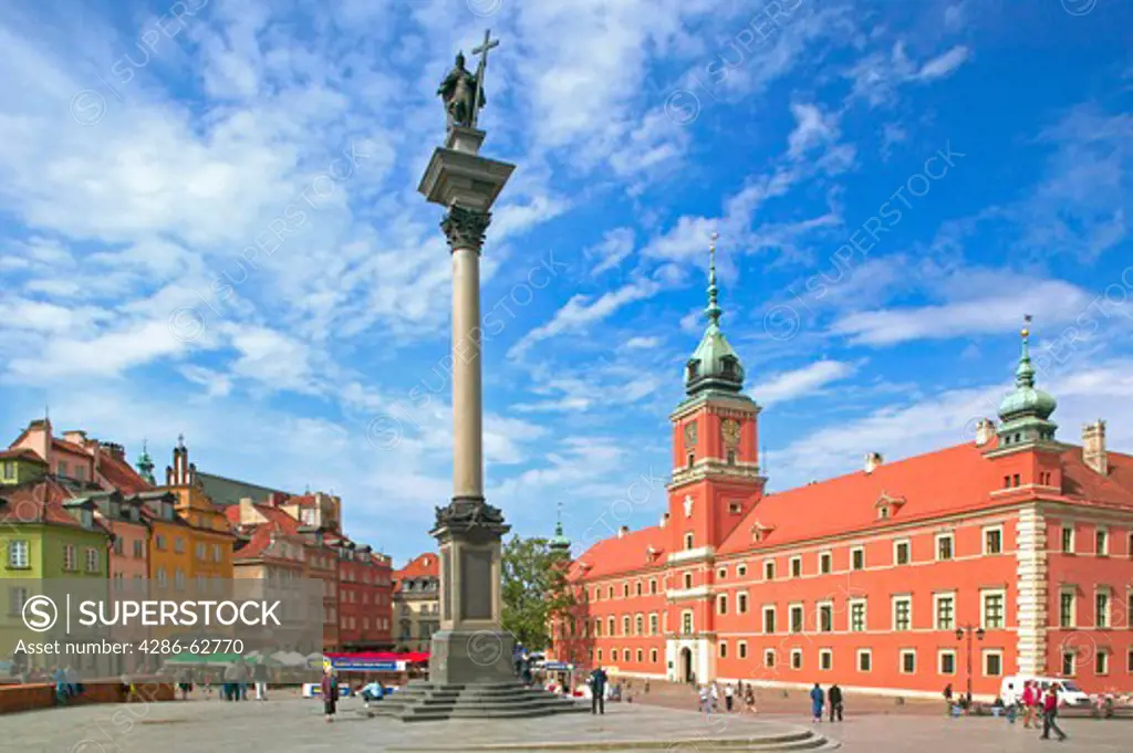 Poland Warsaw Monument of King Sigismund III and Royal Castle