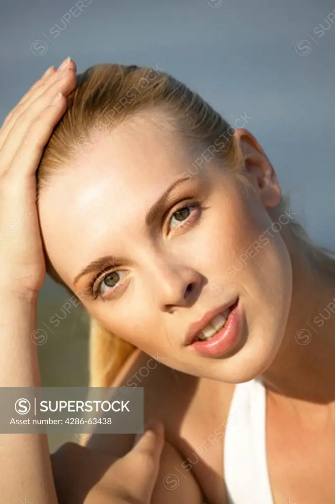 blonde woman at the beach portrait