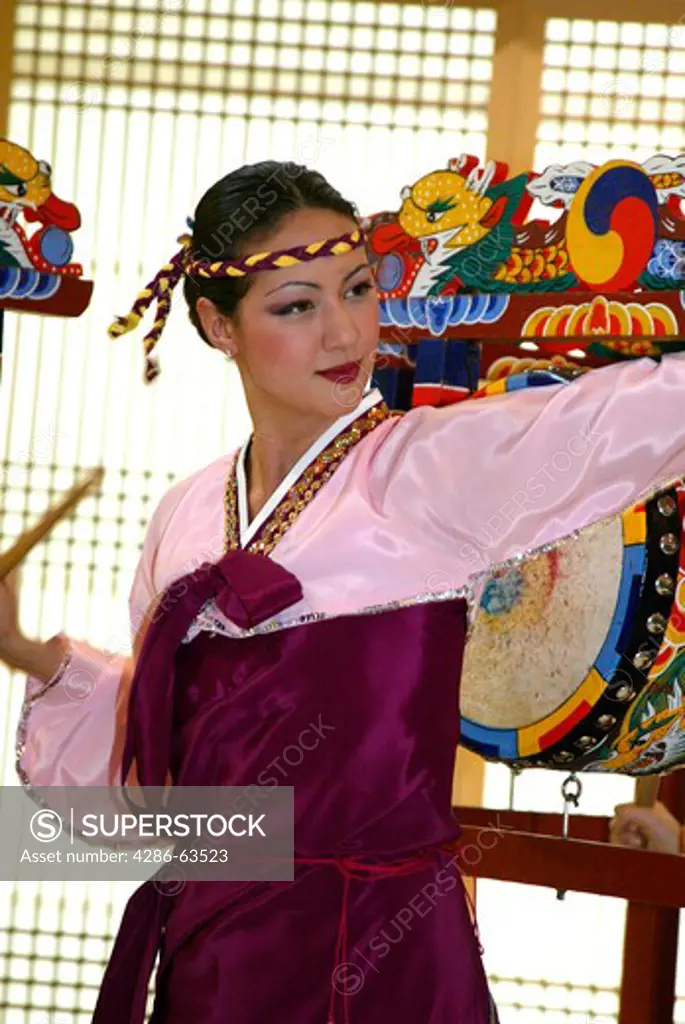 Woman in National Garb from Korea Drum Asian