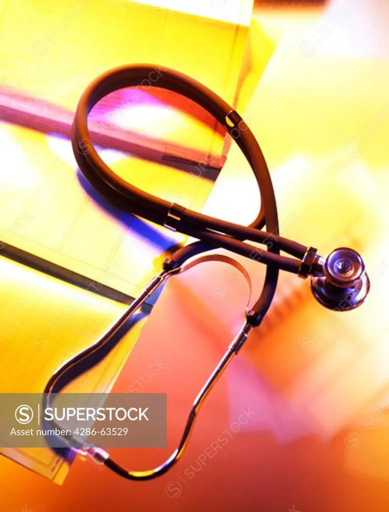 Stethoscope on a Medical Report EKG