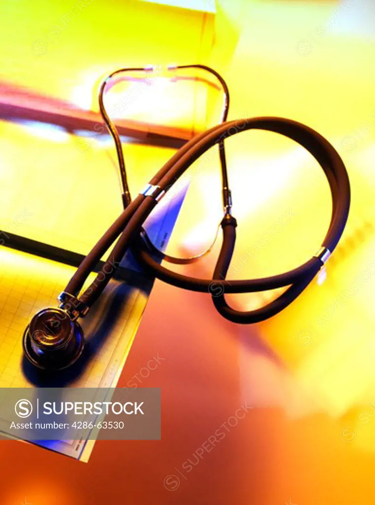 Stethoscope on a Medical Report EKG