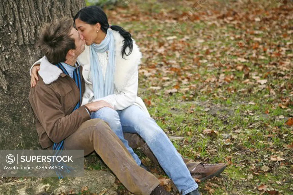 Young couple in love in autumn