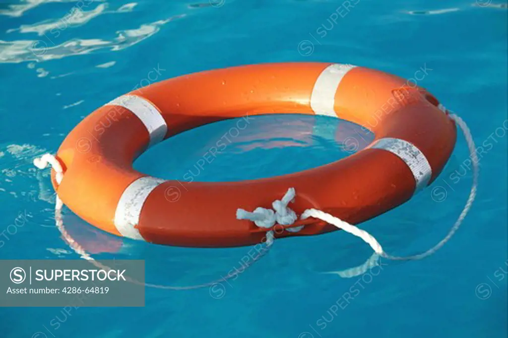 Life preserver in the water