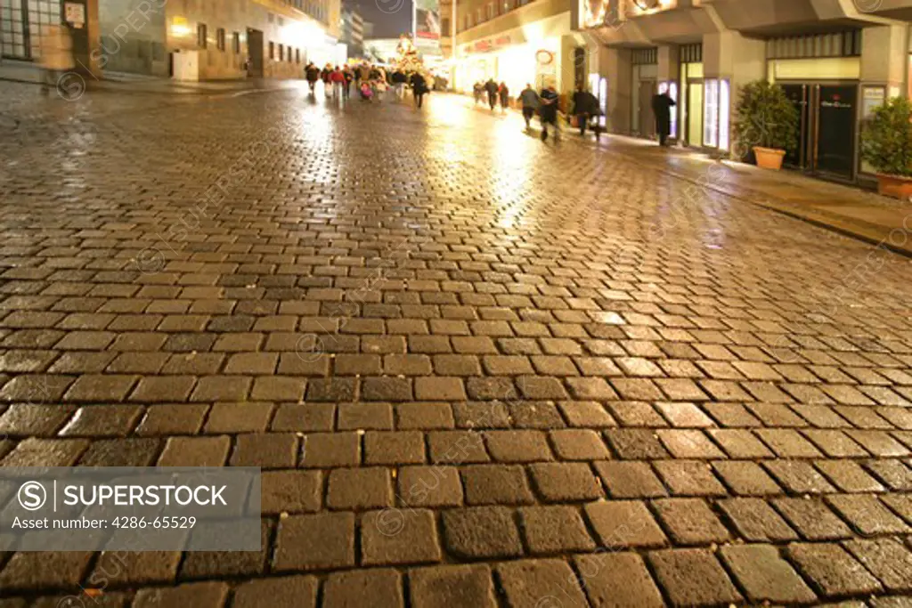 Street, cobblestones, Wet