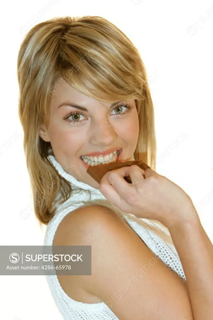 Woman, young, portrait, chocolate, food