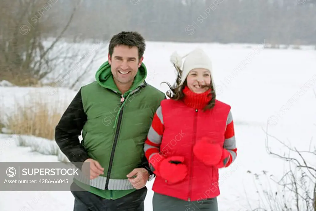Woman, man, pair, Outside, winter, snow,