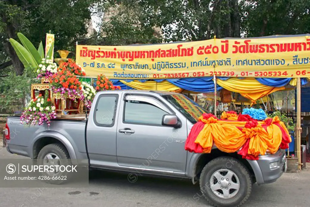 decorated Car near Wat Chet Yot in Chiang Mai