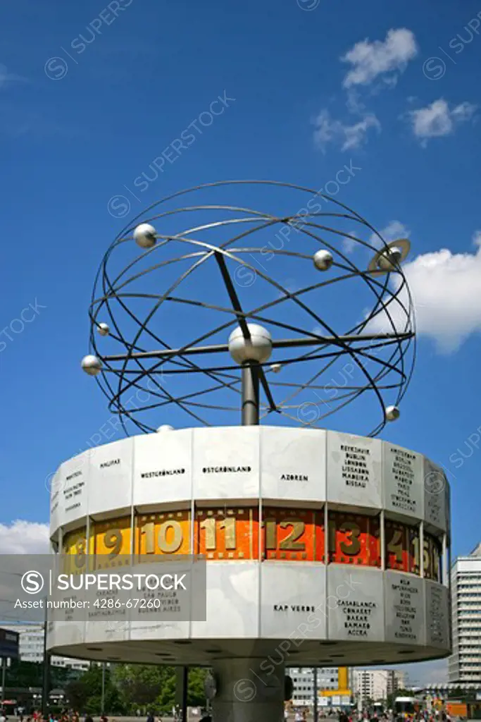 Germany, Berlin, solar system with planet orbits world time clock Alexander's place