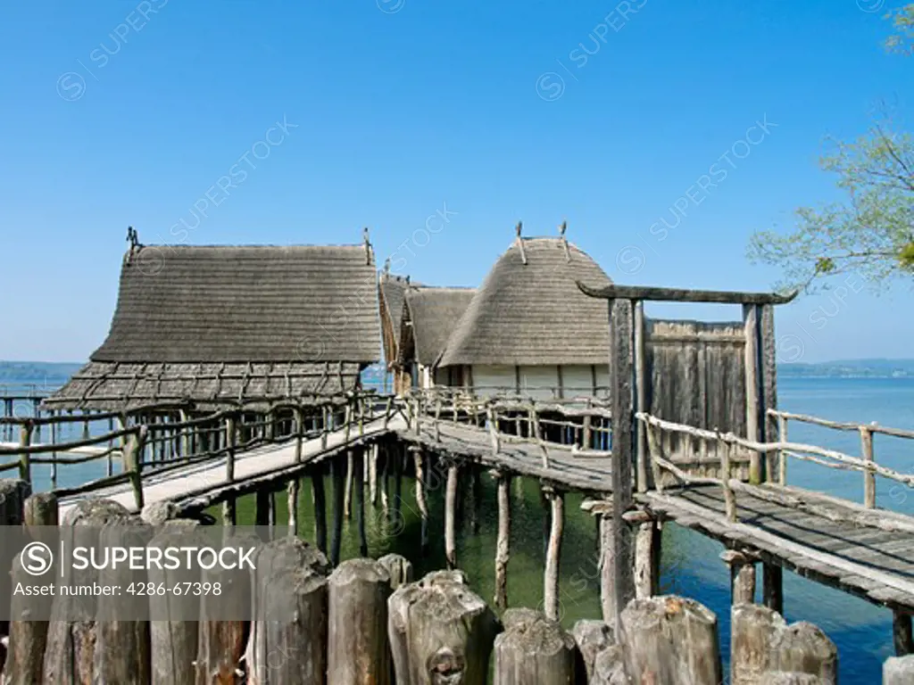 Germany, Lake of Constance, Unteruhldingen, building on stilts