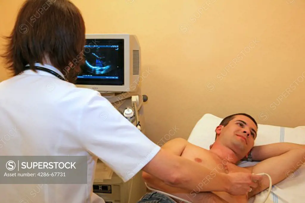 female doctor performing an ultrasound examination