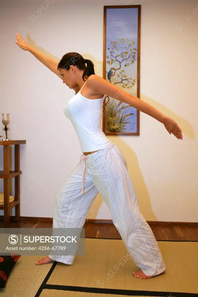 young woman relax in yoga position