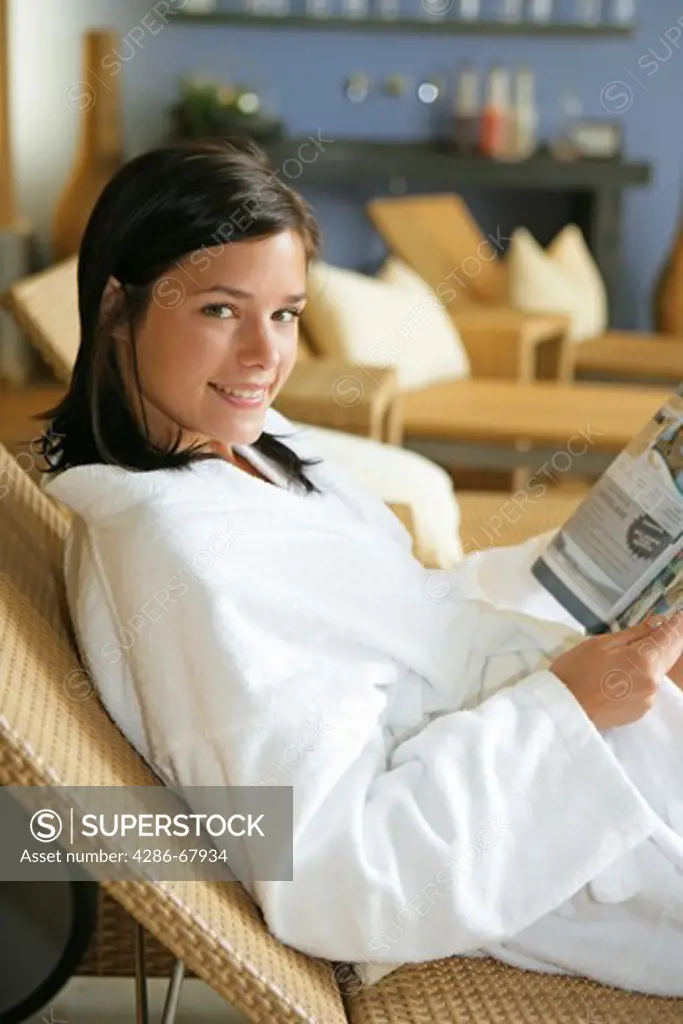 young woman relaxing in a wellness hotel