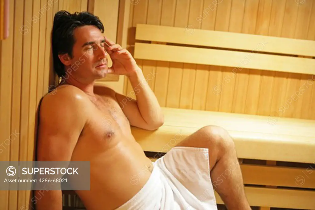 Man in sauna
