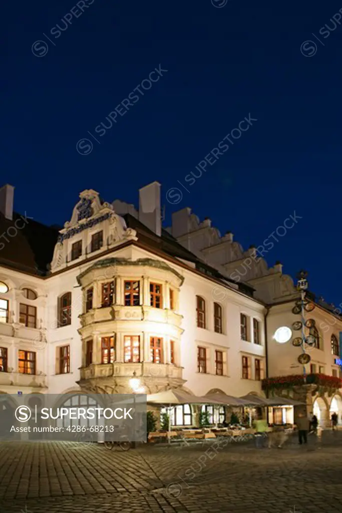 Hofbraeuhaus in Munich at night Upper Bavaria Bavaria Germany