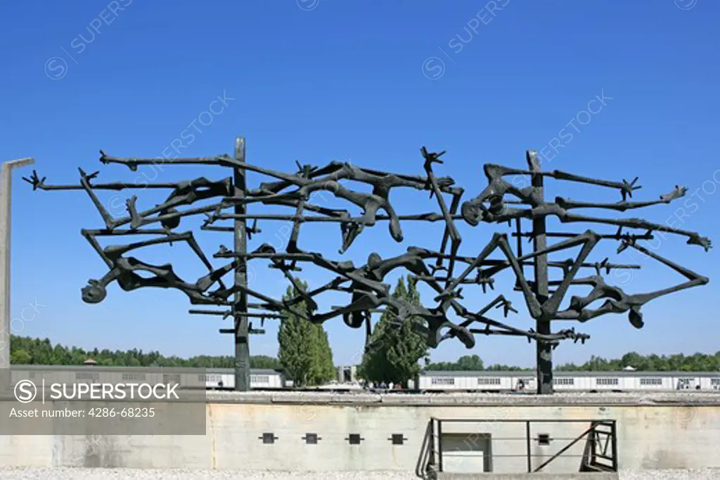 Sculpture depicting the twisted bodies of concentration camp victims remembering Dachau Concentration Camp, Munich, Germany