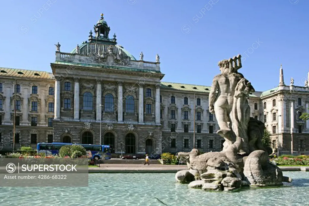 Germany Bavaria Munich The Alter botanical garden with Neptun statue
