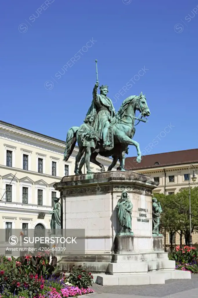 Monument to Ludwig I Odeonsplatz Munich Bavaria Germany Europe