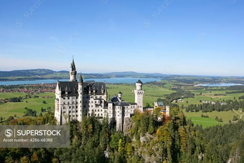 Schloss Neuschwanstein fairytale castle built by King Ludwig II near Fussen Bavaria Germany