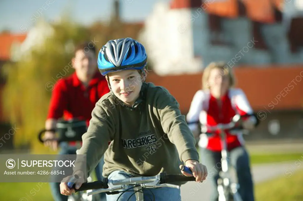 Family bike riding