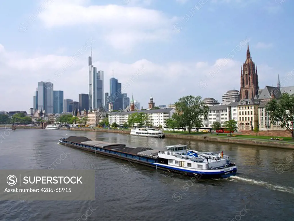 Germany Frankfurt downtown Skyline  banking area commerzbank on the river main