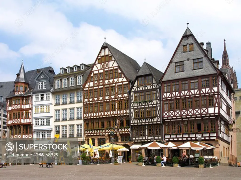 German city Frankfurt Main old town timbered house at Roemer